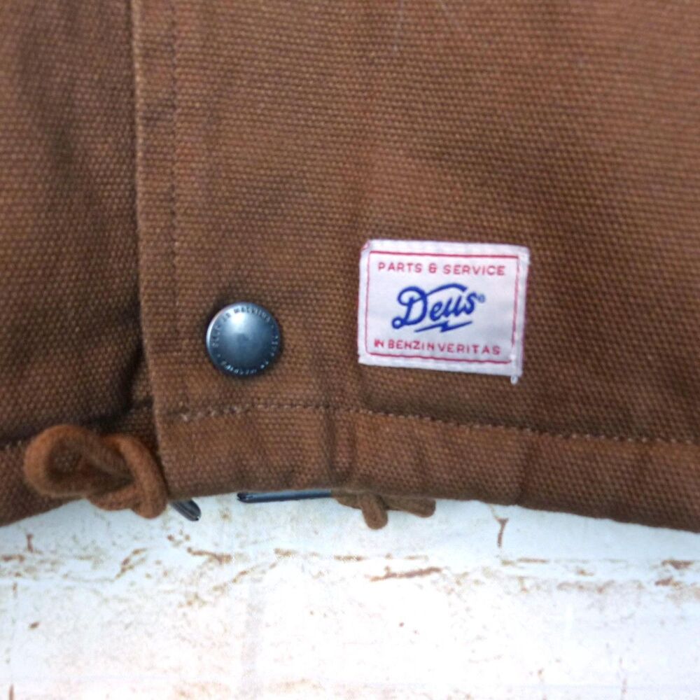 Deus Ex Machina Jacket Mens XS Brown Latham Canvas Coach Sherpa Lined Motorcycle - Picture 11 of 16